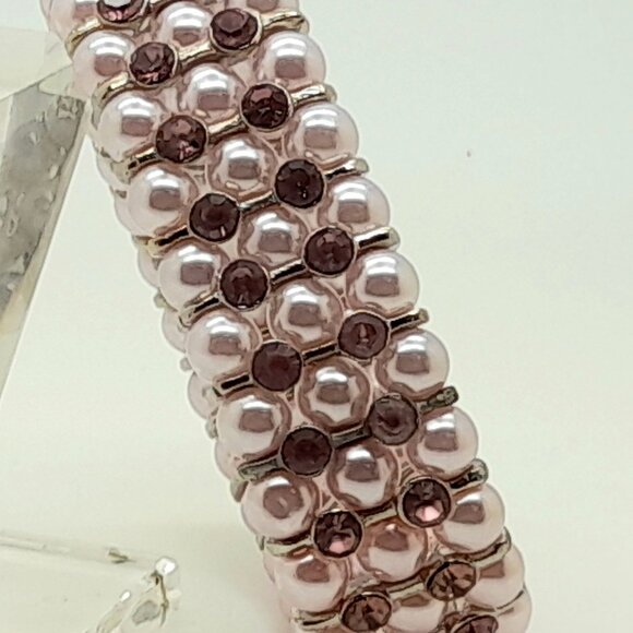 Gorgeous 6mm purple Glass pearl Multi-Strand with ab Stretch fashion Bracelets - Picture 4 of 4